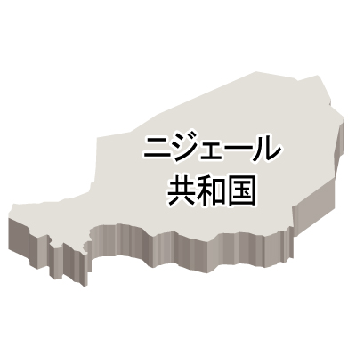 ニジェール共和国無料フリーイラスト｜漢字・立体(白)